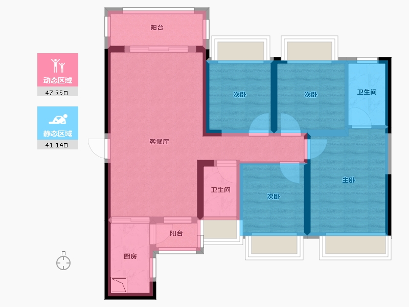 广西壮族自治区-南宁市-万丰新新传说-77.24-户型库-动静分区