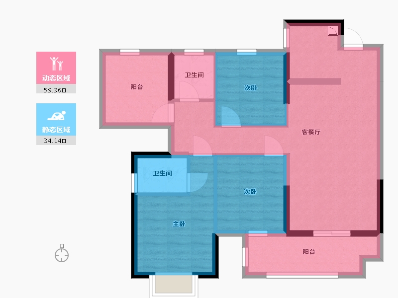 广西壮族自治区-南宁市-轨道御水元筑-82.64-户型库-动静分区