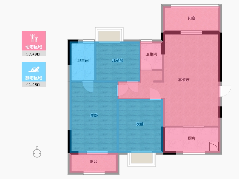 广东省-东莞市-碧桂园·銅雀臺三期-85.61-户型库-动静分区