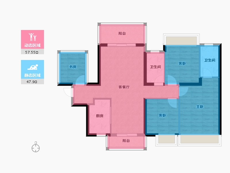 广西壮族自治区-南宁市-龙光玖誉湖-94.20-户型库-动静分区