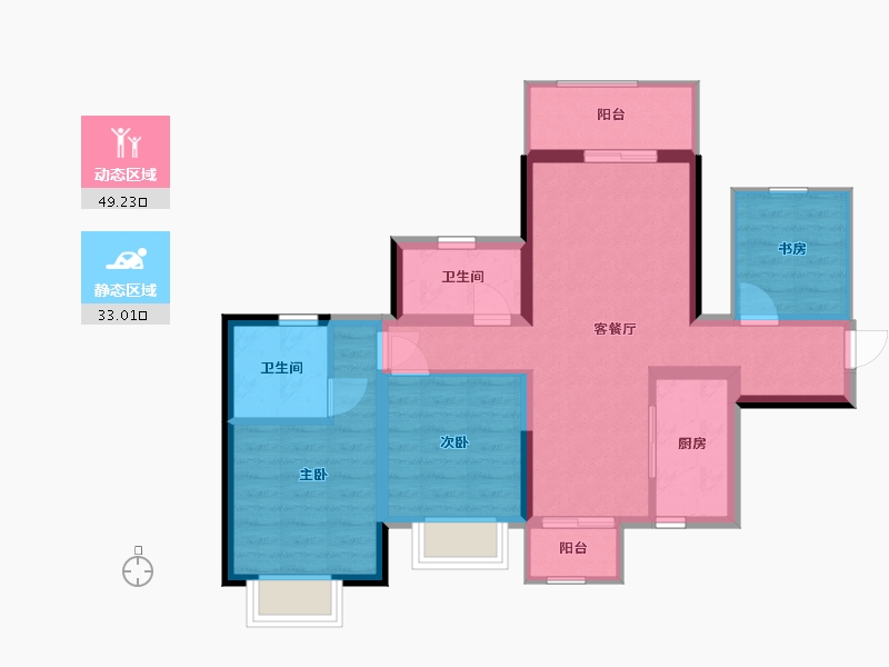 广西壮族自治区-南宁市-诗蓝明月-72.62-户型库-动静分区