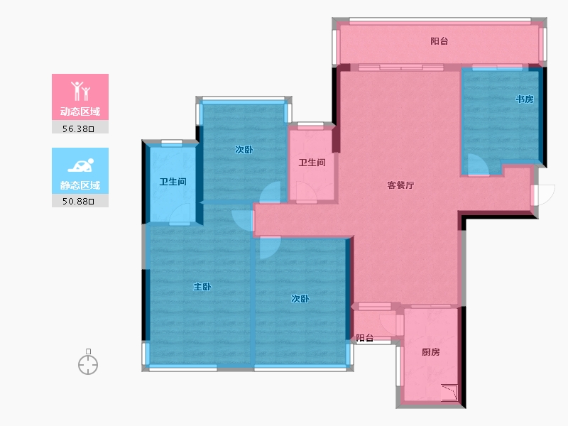 广西壮族自治区-南宁市-云星钱隆公馆-96.00-户型库-动静分区