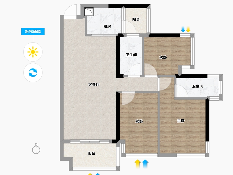 广西壮族自治区-南宁市-云星钱隆公馆-82.00-户型库-采光通风