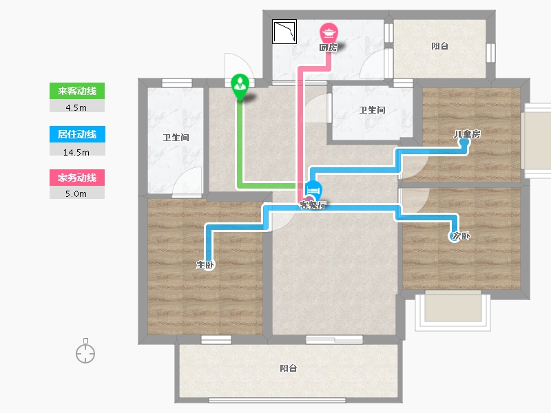 广西壮族自治区-南宁市-宋都江韵朝阳-75.34-户型库-动静线