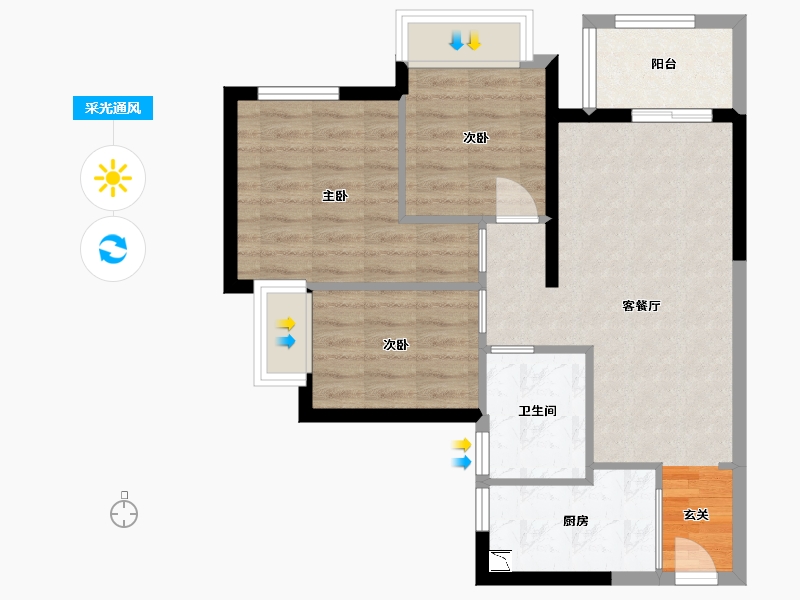 广东省-东莞市-安华香蜜松湖-65.56-户型库-采光通风