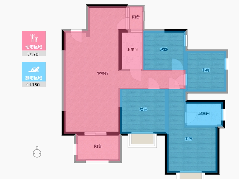 广西壮族自治区-南宁市-诗蓝明月-83.97-户型库-动静分区