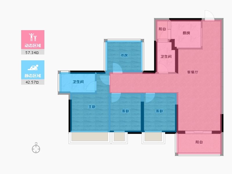 广西壮族自治区-南宁市-龙光玖誉湖-88.66-户型库-动静分区