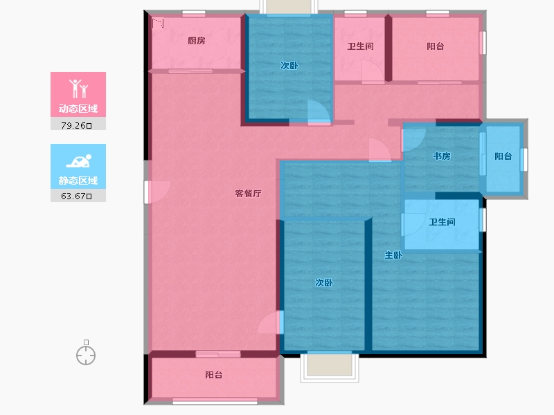 广西壮族自治区-南宁市-荣顾书香门第-127.85-户型库-动静分区