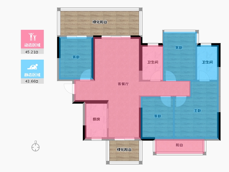 广西壮族自治区-南宁市-金成江南壹品-94.44-户型库-动静分区