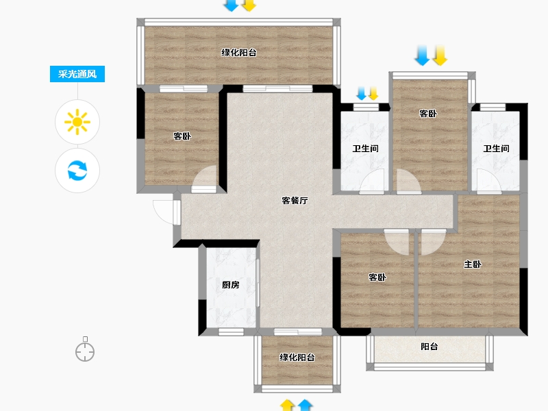 广西壮族自治区-南宁市-金成江南壹品-94.44-户型库-采光通风