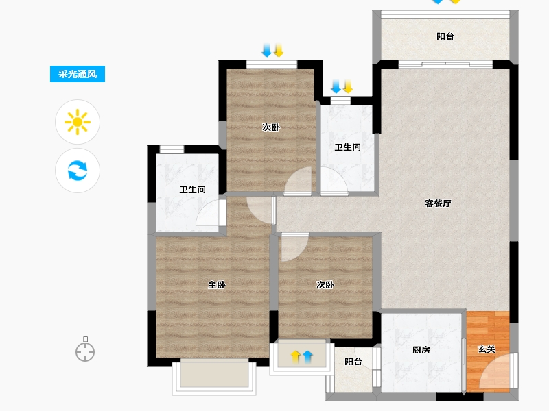 广西壮族自治区-桂林市-恒大江湾-88.19-户型库-采光通风