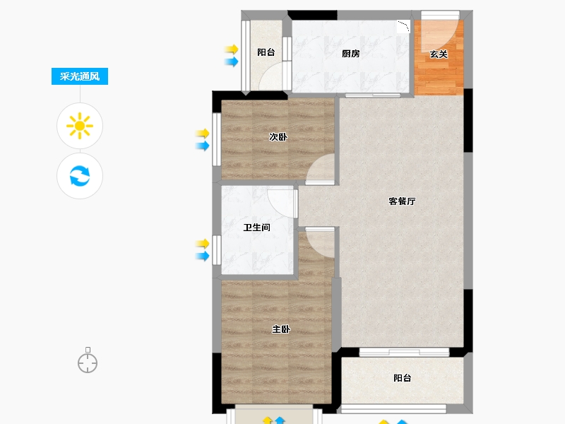 广西壮族自治区-桂林市-恒大江湾-62.00-户型库-采光通风