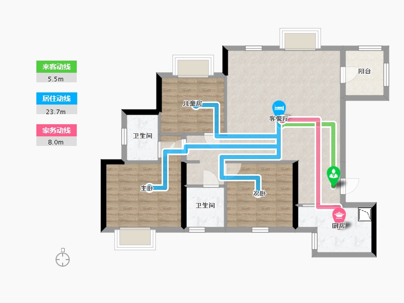 广西壮族自治区-南宁市-宋都江韵朝阳-87.34-户型库-动静线