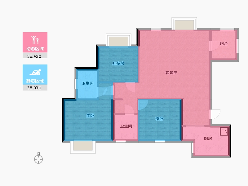 广西壮族自治区-南宁市-宋都江韵朝阳-87.34-户型库-动静分区