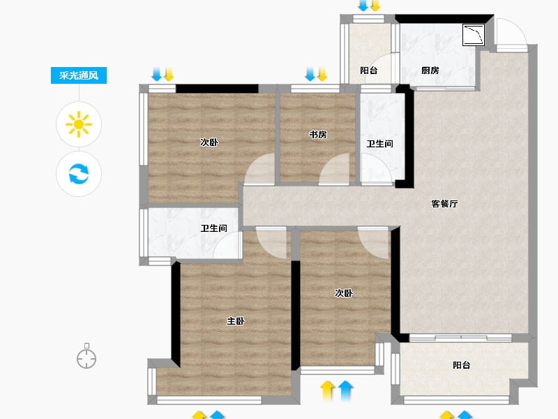 广西壮族自治区-南宁市-云星钱隆公馆-94.00-户型库-采光通风