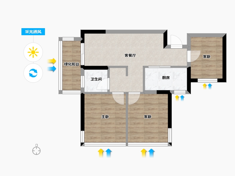 广西壮族自治区-南宁市-金成江南壹品-54.20-户型库-采光通风