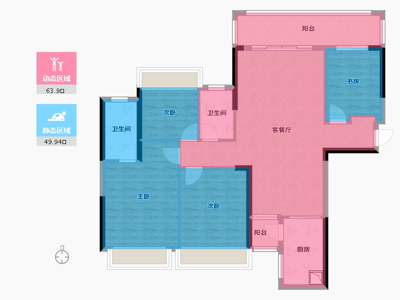 广西壮族自治区-南宁市-云星钱隆公馆-102.18-户型库-动静分区