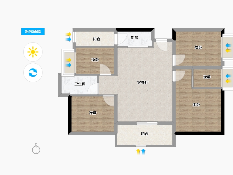 广西壮族自治区-北海市-福缘阁二期-80.80-户型库-采光通风