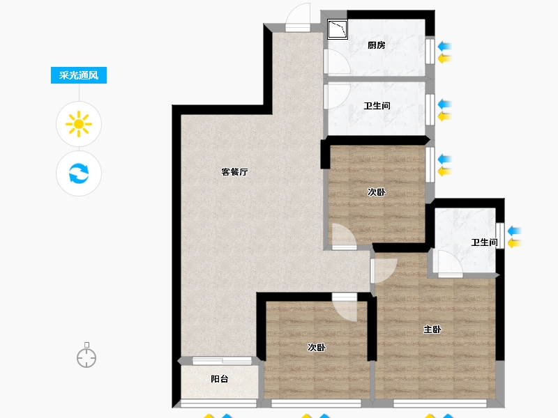 广西壮族自治区-南宁市-锦绣里-69.35-户型库-采光通风