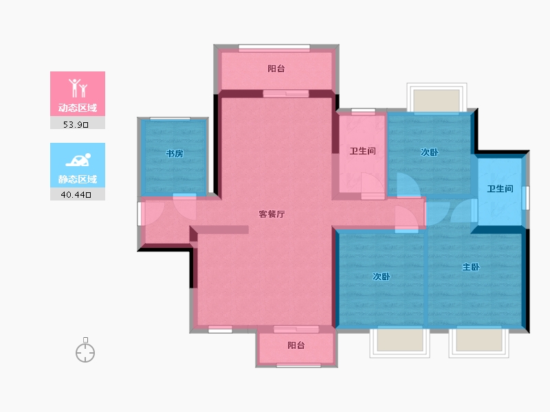 广西壮族自治区-南宁市-诗蓝明月-83.53-户型库-动静分区