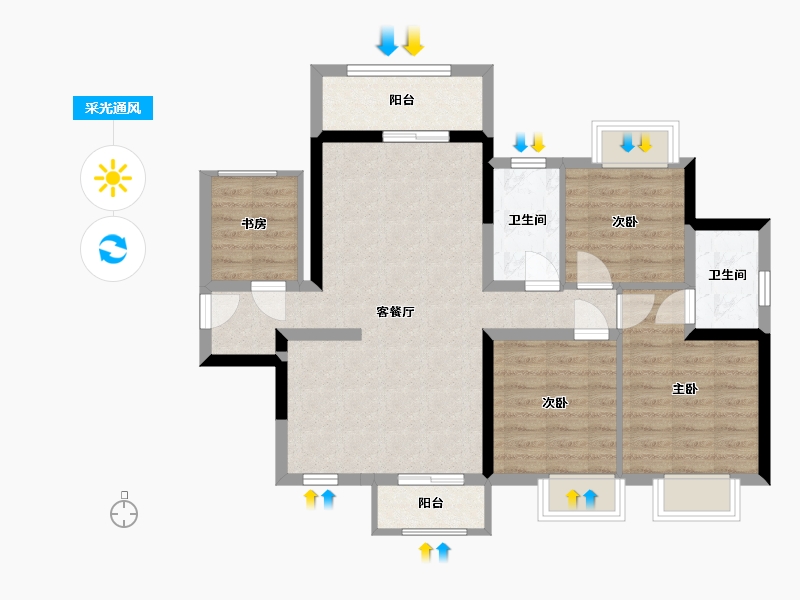 广西壮族自治区-南宁市-诗蓝明月-83.53-户型库-采光通风