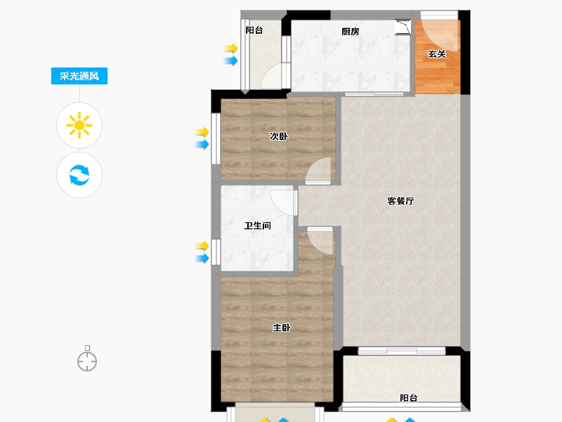 广西壮族自治区-桂林市-恒大江湾-62.00-户型库-采光通风