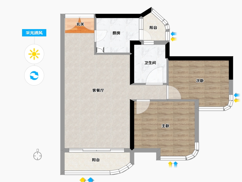 广东省-中山市-名豪花园-67.42-户型库-采光通风