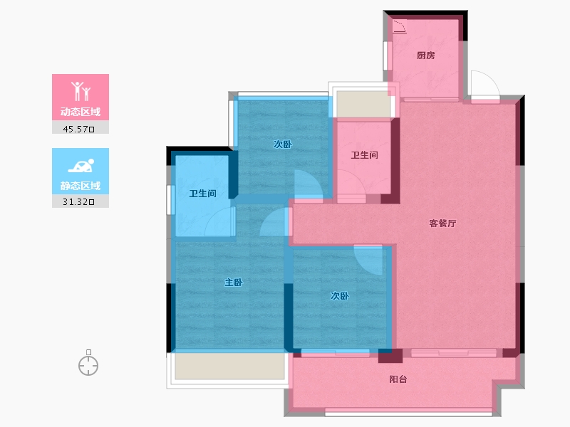 广西壮族自治区-桂林市-新安厦西宸源著-67.62-户型库-动静分区