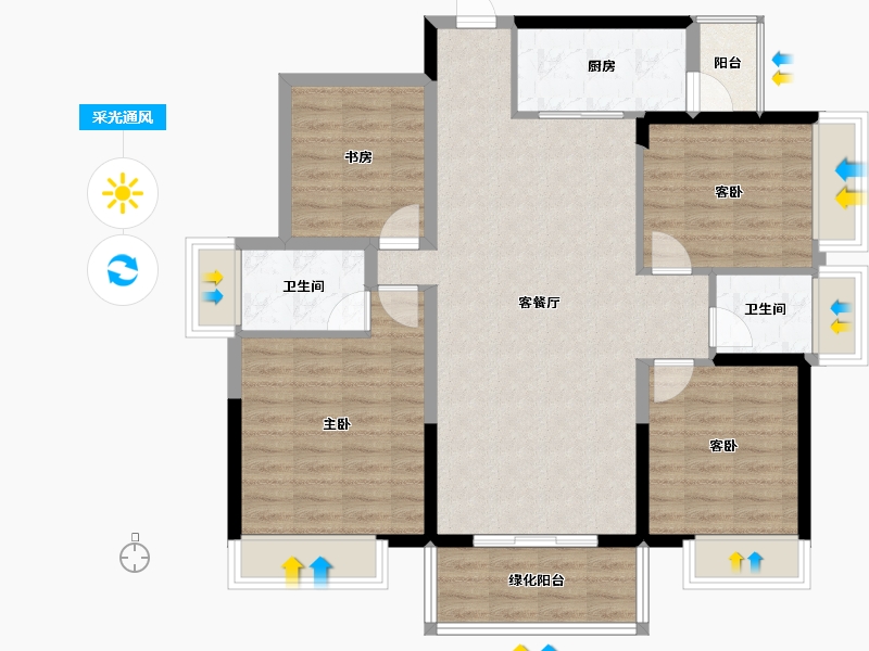 广西壮族自治区-南宁市-龙光玖誉湖-104.12-户型库-采光通风