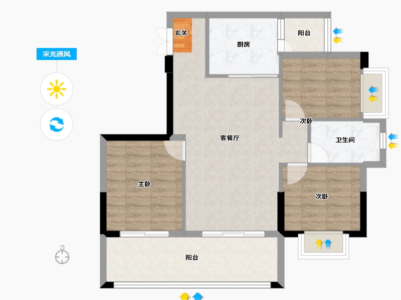 广东省-中山市-永成御景轩-77.60-户型库-采光通风