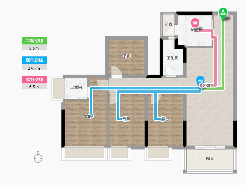 广西壮族自治区-南宁市-龙光玖誉湖-93.40-户型库-动静线