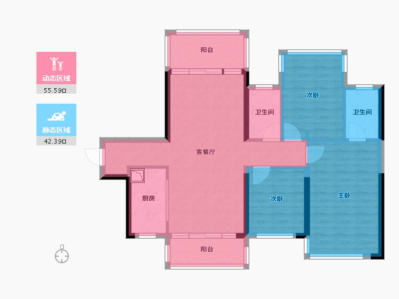 广西壮族自治区-南宁市-嘉和城塞纳北岸-87.04-户型库-动静分区