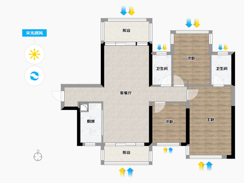 广西壮族自治区-南宁市-嘉和城塞纳北岸-87.04-户型库-采光通风