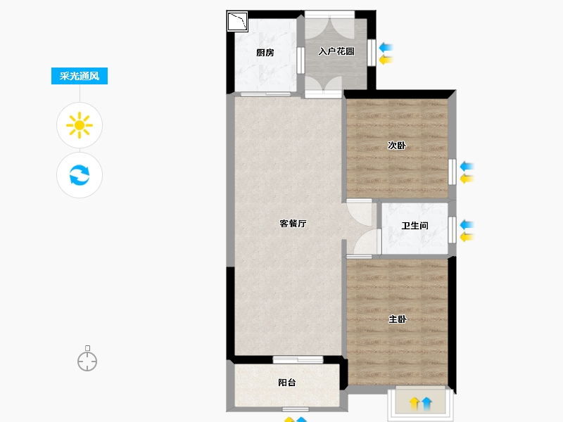 广西壮族自治区-北海市-鸿潮·宝来华府二期-64.90-户型库-采光通风