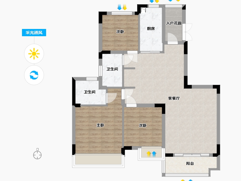 广西壮族自治区-防城港市-恒大御景半岛-91.28-户型库-采光通风