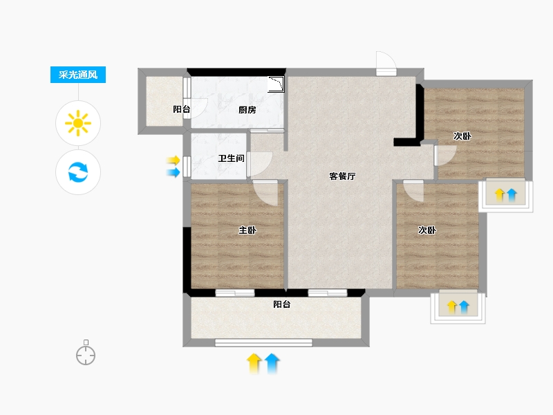 广西壮族自治区-南宁市-美的慧城-70.32-户型库-采光通风