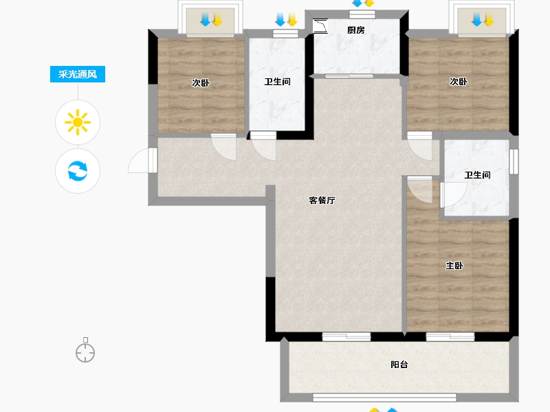 广西壮族自治区-南宁市-美的慧城-80.00-户型库-采光通风