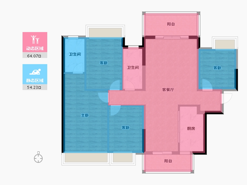 广西壮族自治区-南宁市-龙光玖誉湖-106.42-户型库-动静分区