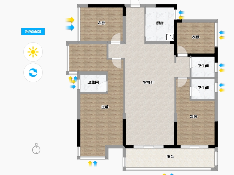 广西壮族自治区-南宁市-嘉和城塞纳北岸-127.03-户型库-采光通风