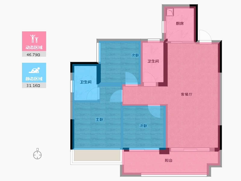 广西壮族自治区-桂林市-新安厦西宸源著-68.89-户型库-动静分区