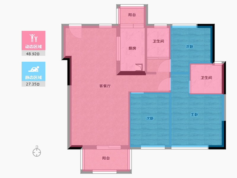 广东省-东莞市-碧桂园铂公馆住宅-68.07-户型库-动静分区