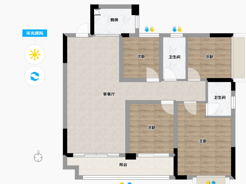 广西壮族自治区-桂林市-新安厦西宸源著-86.78-户型库-采光通风