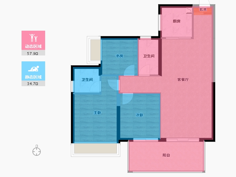 广西壮族自治区-南宁市-凯旋1号上水湾-84.17-户型库-动静分区