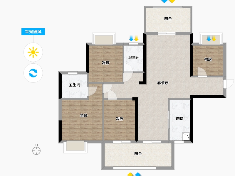 广西壮族自治区-南宁市-凤翔台-109.63-户型库-采光通风