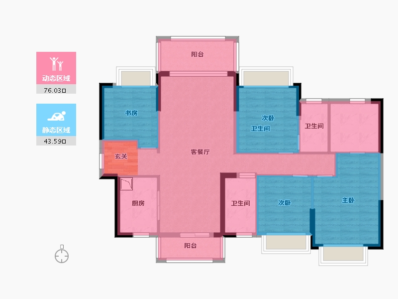 广东省-东莞市-丰华珑远翠珑湾-107.11-户型库-动静分区