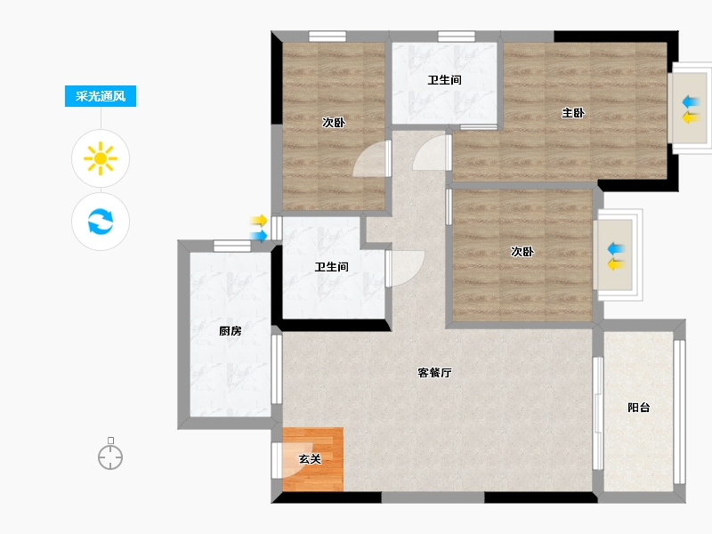 广东省-东莞市-安华香蜜松湖-78.84-户型库-采光通风