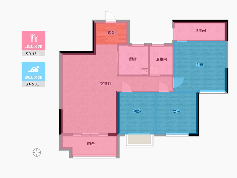 广东省-东莞市-安华香蜜松湖-84.80-户型库-动静分区