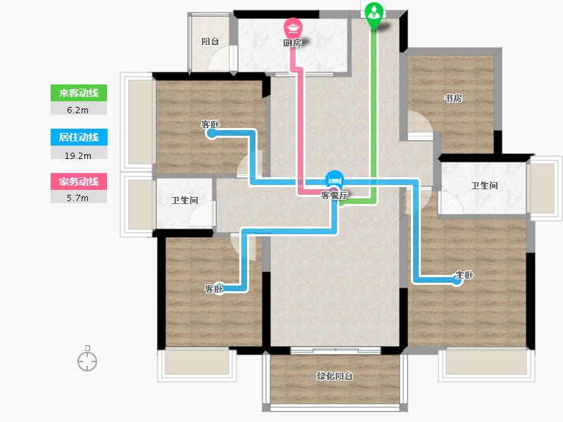 广西壮族自治区-南宁市-龙光玖誉湖-104.26-户型库-动静线