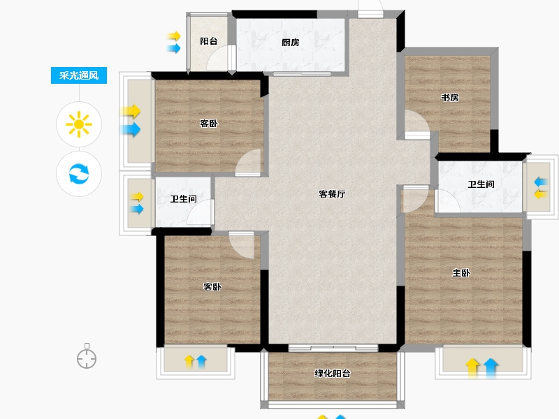 广西壮族自治区-南宁市-龙光玖誉湖-104.26-户型库-采光通风