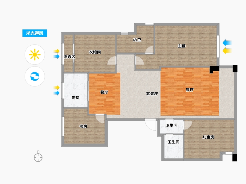 浙江省-台州市-洋张苑-151.87-户型库-采光通风